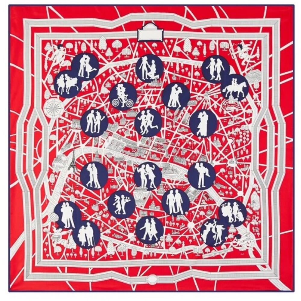 Paris is for Lovers silk feeling scarf 35”x 34”